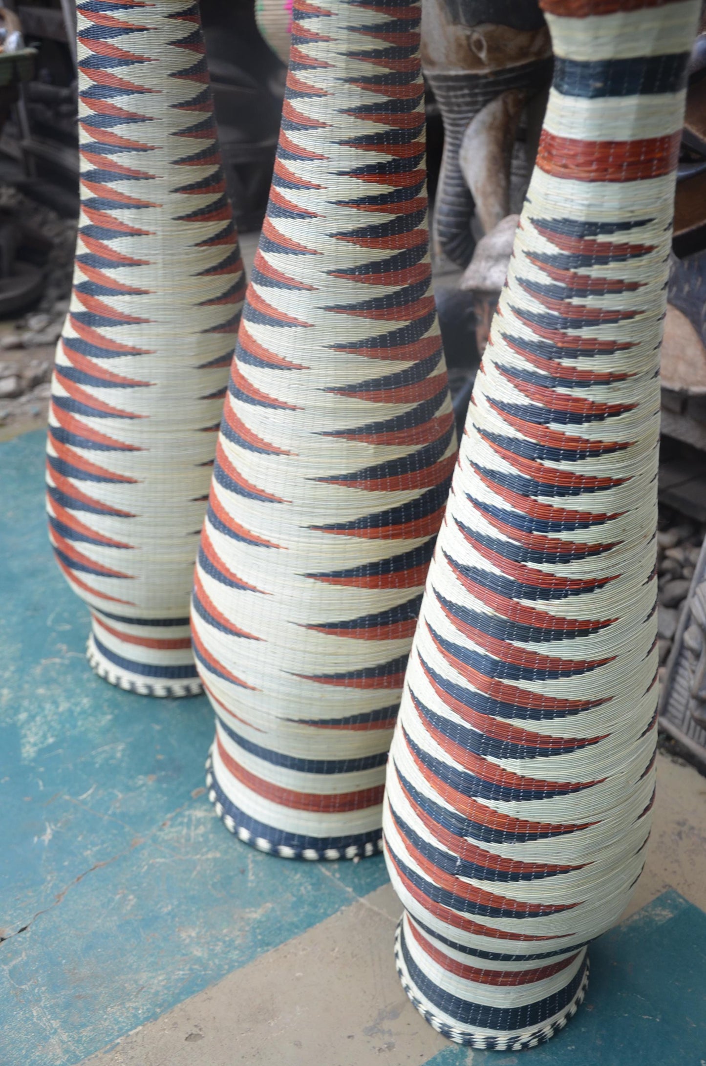 Large Rwandan Floor Vase | Traditional Hand-Woven Decor | Tall Artisan Basketry