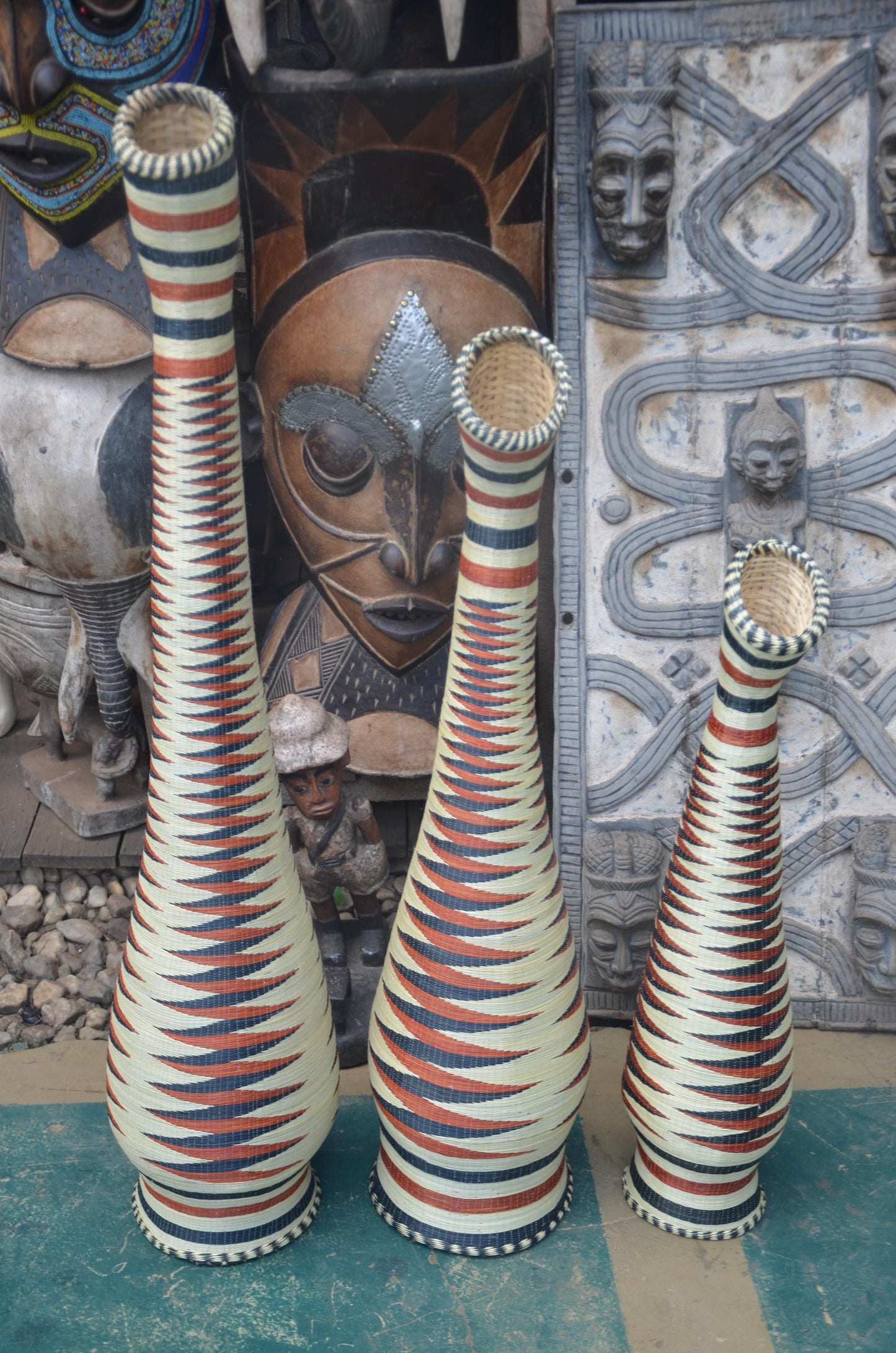 Large Rwandan Floor Vase | Traditional Hand-Woven Decor | Tall Artisan Basketry