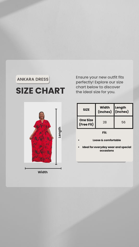 Vibrant Red & Black African Print Maxi Kaftan